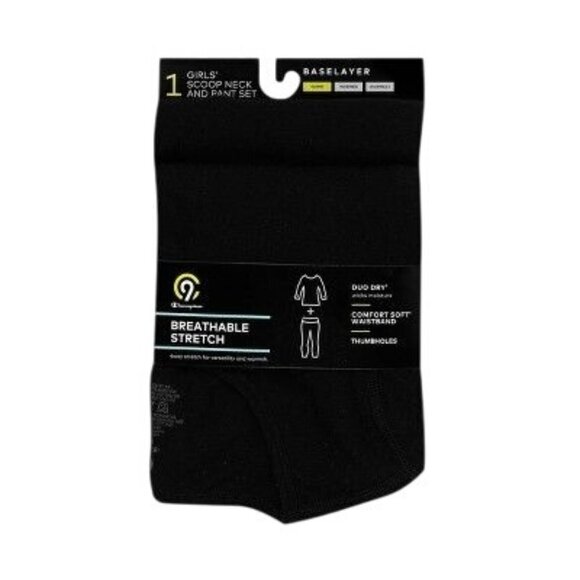 Girls' Performance Thermal Underwear Set - C9 Champion Black L 18/20 - Picture 2 of 3